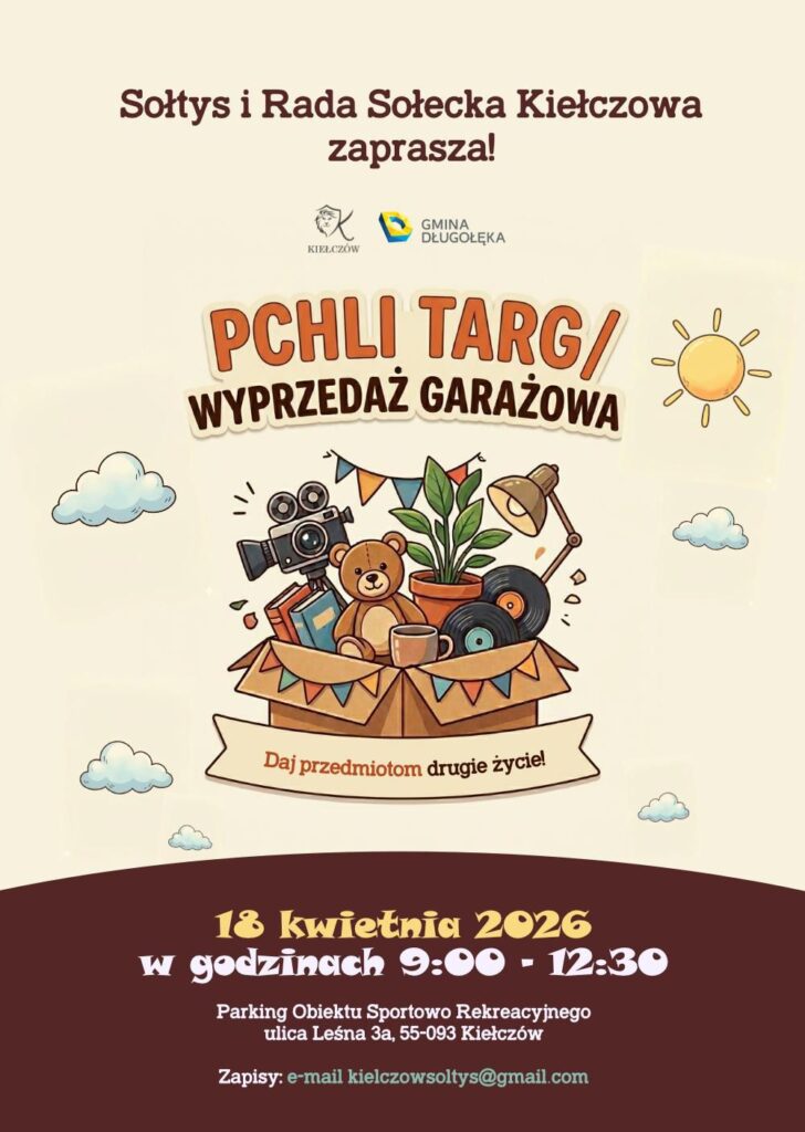 Plakat wydarzenia Pchli Targ w Kiełczowie